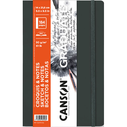 CANSON Carnet  croquis GRADUATE SKETCH & NOTES, gris fonc