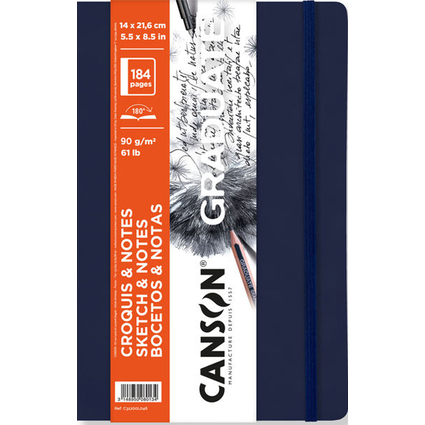 CANSON Carnet  croquis GRADUATE SKETCH & NOTES, bleu fonc