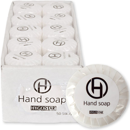 HYGOSTAR Mini-savon pour les mains, diamtre: 40 mm, blanc
