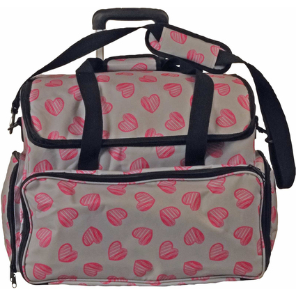 KLEIBER Valise pour machine  coudre "COEURS", gris/rose