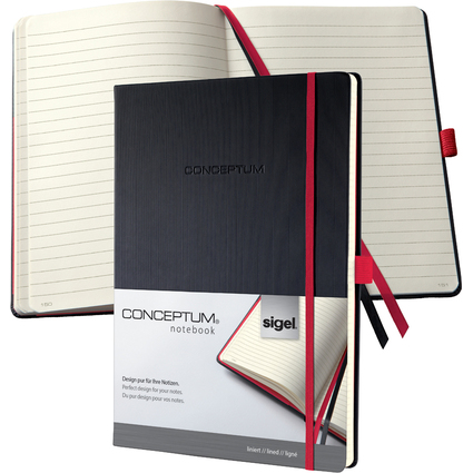 sigel Carnet de notes Conceptum, A4, lign, noir/rouge