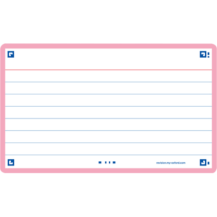 Oxford Fiches "Flash 2.0", 75 x 125 mm, lign, rose