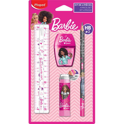 Maped Kit d'criture Barbie, 4 pices, sur carte blister