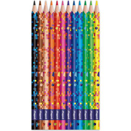 Maped Crayon de couleur PIXEL PARTY, tui carton de 12