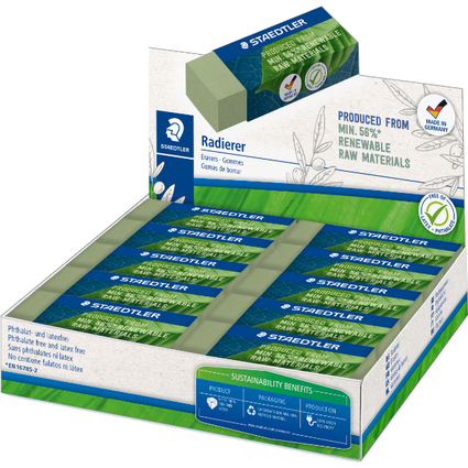 STAEDTLER Gomme, 65 x 23 x 13 mm, vert olive, prsentoir 20