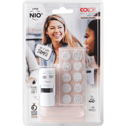 COLOP Kit tampon  motif "LITTLE NIO" anglais, blanc