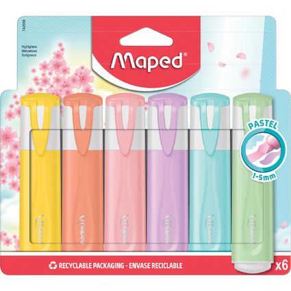 Maped Surligneur FLUO'PEPS PASTEL, blister de 6