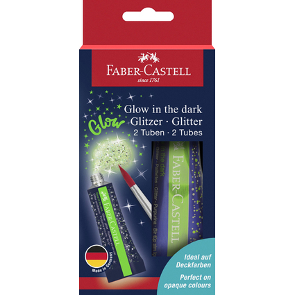 FABER-CASTELL Gel  paillettes Glow in the dark, 2 x 12 ml