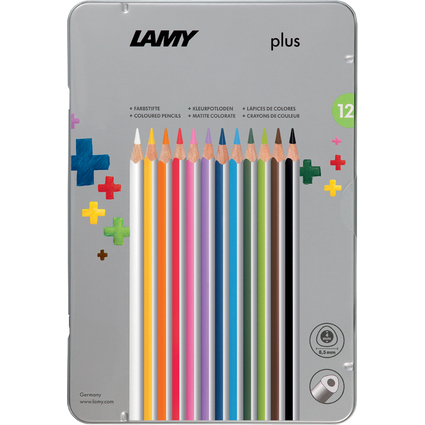 LAMY Crayon de couleur triangulaire plus, tui mtal de 12