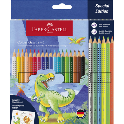 FABER-CASTELL Crayon de couleur Colour GRIP Dino, 18+6