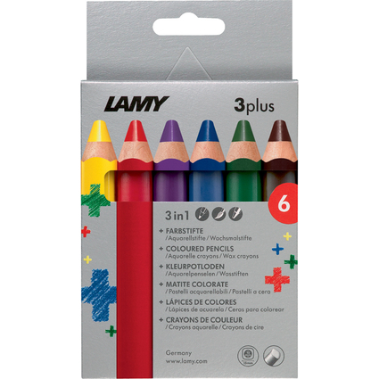 LAMY Crayon de couleur 3-en-1 3plus, tui carton de 6