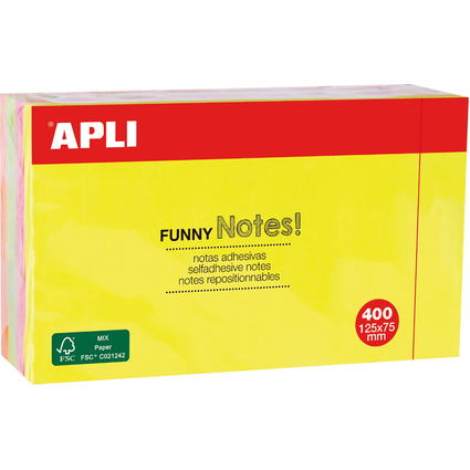 APLI Cube de notes adhsives "FUNNY Notes!", 125 x 75 mm