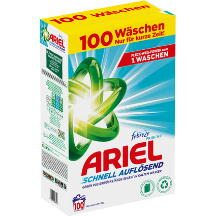 ARIEL Lessive en poudre febreze Fracheur, 6 kg - 100 lavage