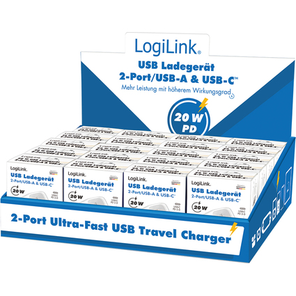 LogiLink Set de chargeurs rapides double USB, blanc