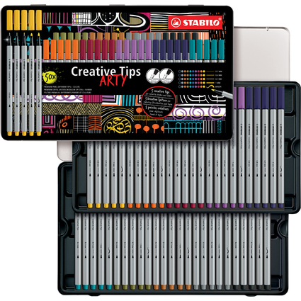 STABILO Kit Creative Tips ARTY URBAN, tui mtal de 50