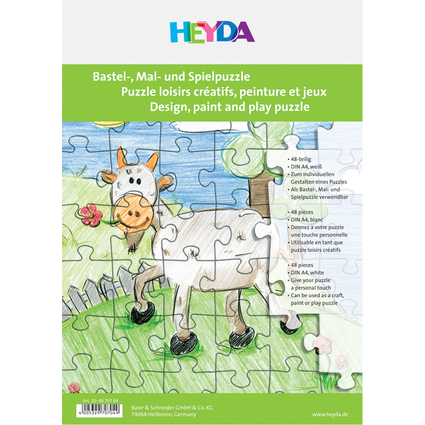 HEYDA Puzzle vierge, 48 pices, 210 x 297 mm, blanc