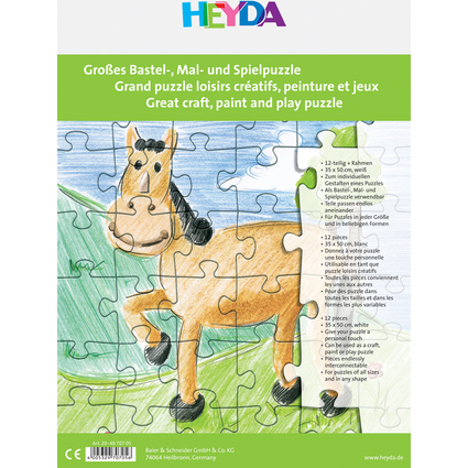 HEYDA Puzzle vierge, 12 pices, 350 x 500 mm, blanc