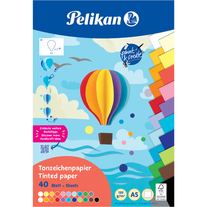 Pelikan Bloc de papier de couleur, A5, 40 feuilles, assorti