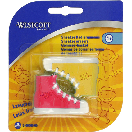 WESTCOTT Gomme en plastique Sneaker, blister de 2