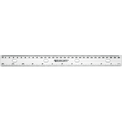 WESTCOTT Rgle plate avec trous pour classeur, 300 mm