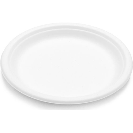 NATURE Star Assiette en canne  sucre Bordofino, rond, blanc