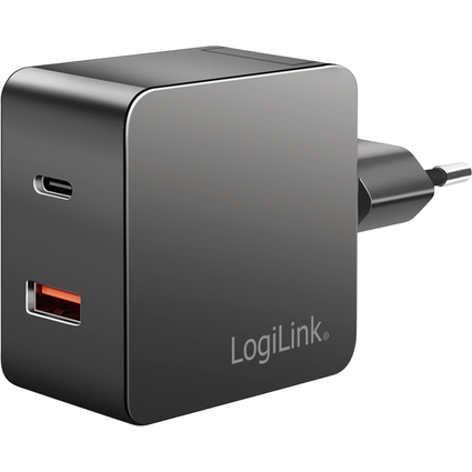 LogiLink Chargeur secteur USB, 1 USB-A, 1 USB-C, 45 watts