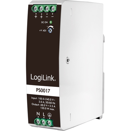 LogiLink Bloc d'alimentation pour rail DIN, 120W, 24V, blanc