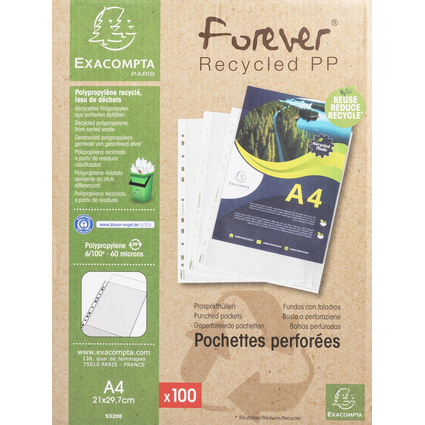 EXACOMPTA Pochette perfore Forever, A4, PP, grain