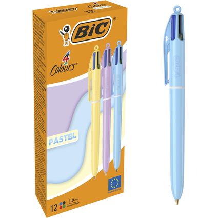 BIC Stylo  bille rtractable 4 Colours PASTEL, carton de 12