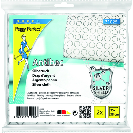 Peggy Perfect Chiffon d'argent "Antibac", pack de 2