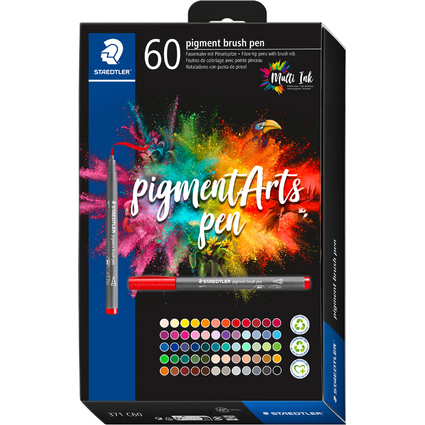 STAEDTLER Feutre pigment brush pen, tui carton de 60