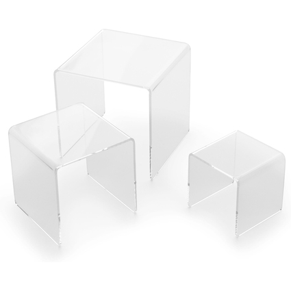 deflecto Podium carr, transparent, set de 3