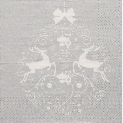 PAPSTAR Serviette  motif de Nol "Deers Couple", argent