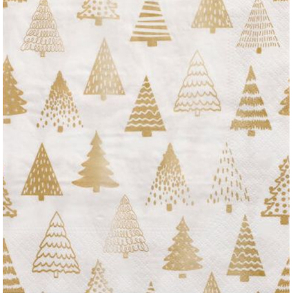 PAPSTAR Serviette  motif de Nol "Pine Forest", or