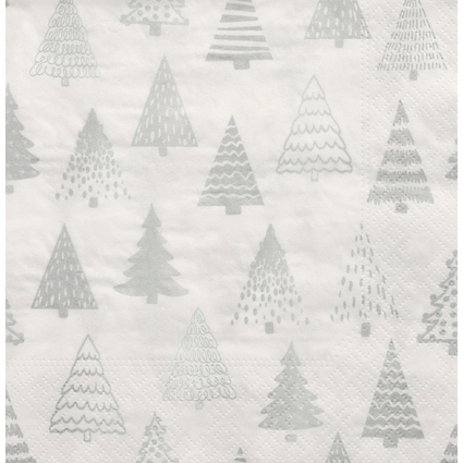 PAPSTAR Serviette  motif de Nol "Pine Forest", argent