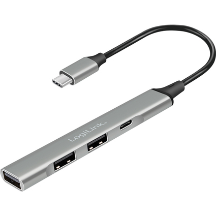 LogiLink Hub USB 3.2 Gen1, 4 ports, botier aluminium, gris