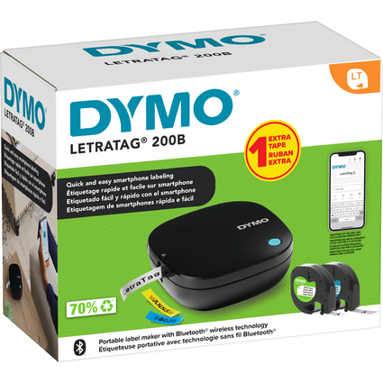 DYMO Etiqueteuse Bluetooth "LetraTag LT 200B", pack promo