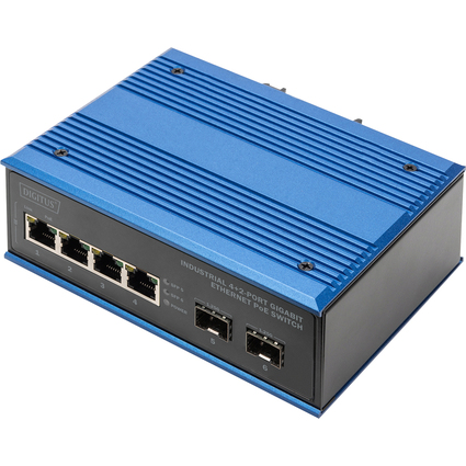 DIGITUS Switch industriel PoE Gigabit Ethernet, 4+2 ports