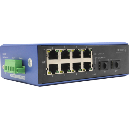 DIGITUS Switch industriel PoE Gigabit Ethernet, 8+2 ports