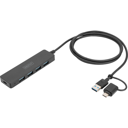 DIGITUS Hub USB 3.0, 4 ports, Slim Line, noir