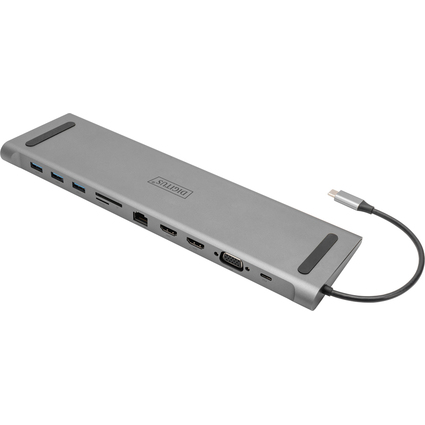 DIGITUS Station d'accueil USB-C, 11 ports, argent