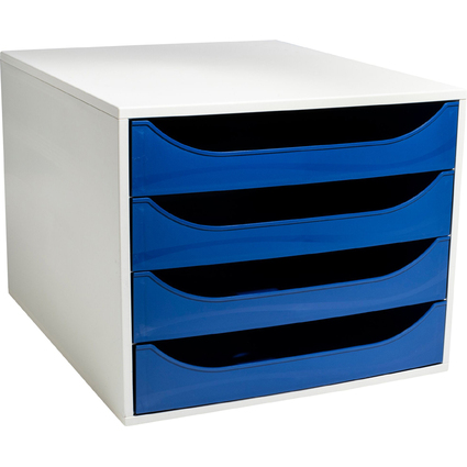 EXACOMPTA Module de classement ECOBOX, 4 tiroirs, bleu nuit