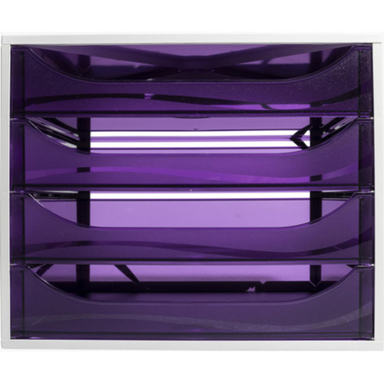 EXACOMPTA Module de classement ECOBOX, 4 tiroirs, violet