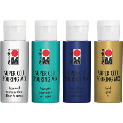 Marabu Super Cell Pouring Mix-Set OCEAN, 4 x 60 ml