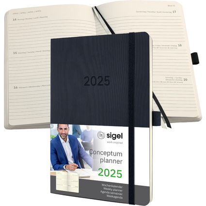 sigel Agenda planning Conceptum 2025, env. A5, noir