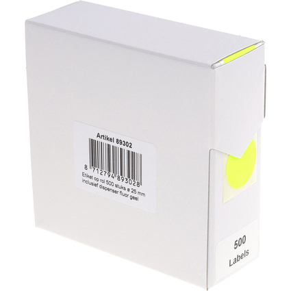 rillprint Pastille de couleur, diamtre: 25 mm, jaune fluo