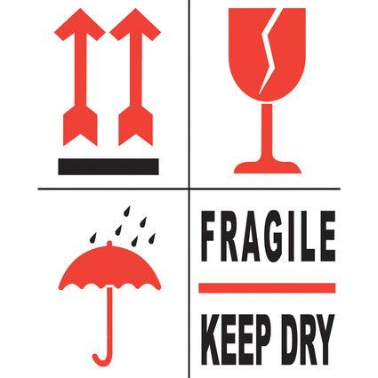 rillprint tiquette d'avertissement "Fragile/Keep Dry"