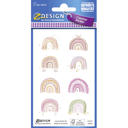 ZDesign Sticker CREATIVE "arc-en-ciel", couleurs pastel