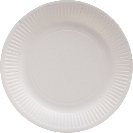 PROnappe Assiette en carton, rond, 230 mm, blanc