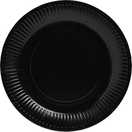 PROnappe Assiette en carton, rond, 230 mm, noir